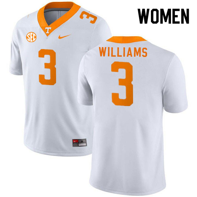 Women #3 Dee Williams Tennessee Volunteers College Football Jerseys Stitched Sale-White